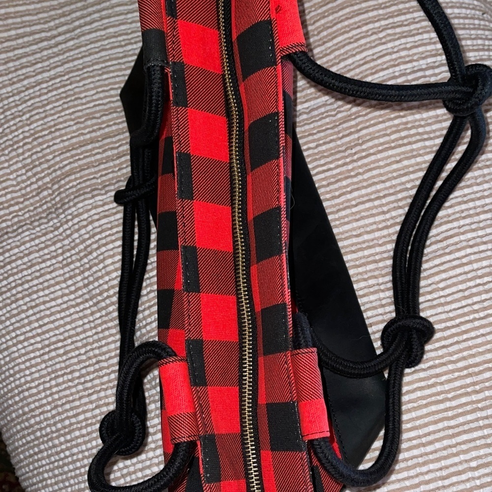 Farmhouse is my style Red and Black Checkered Tote Bag Handles are knotted - Picture 8 of 8